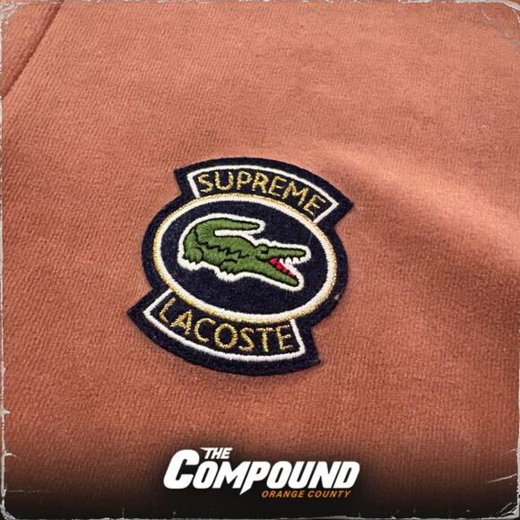 Supreme x Lacoste - SS18 Velour Polo Tee - Light Maroon - Medium - Used - Picture 2 of 7